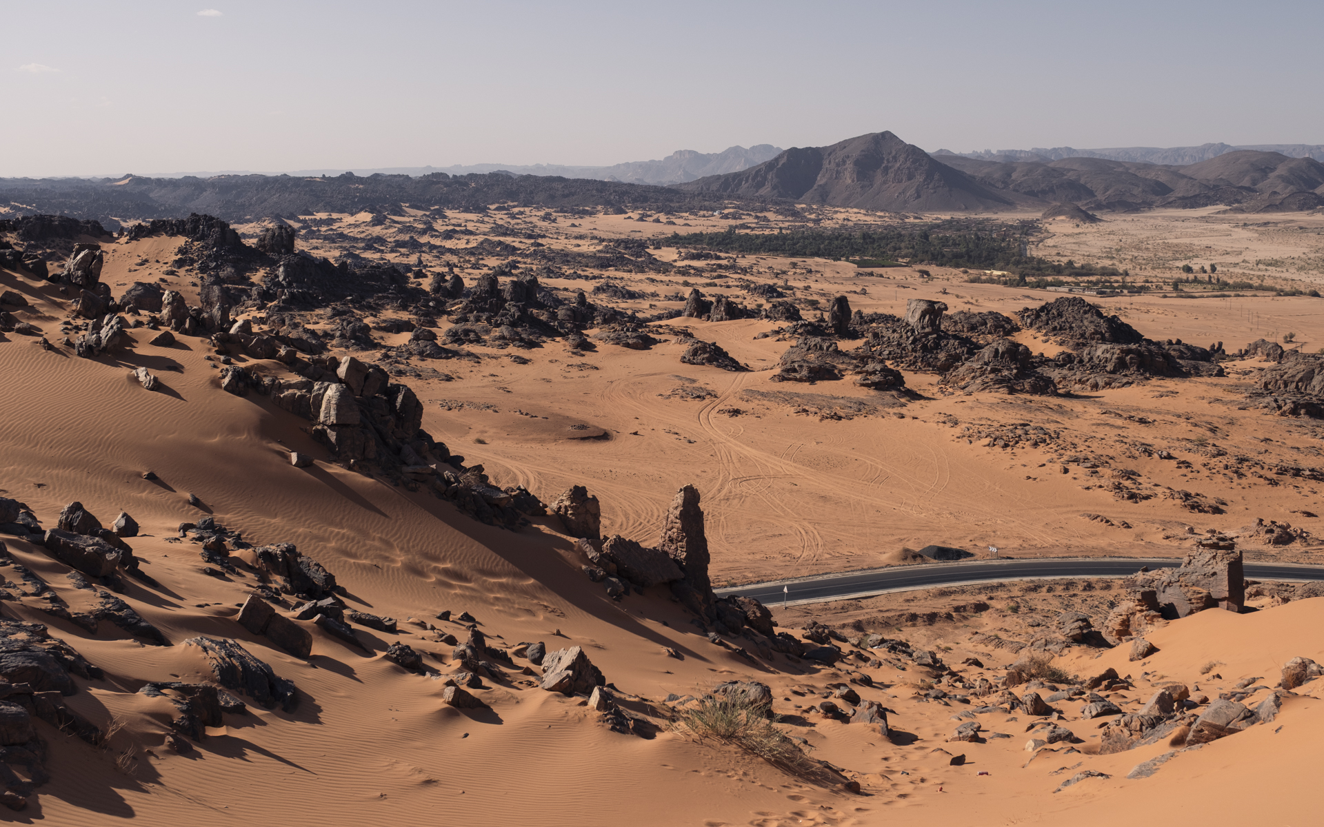 Vast desert landscape in the Algerian Sahara