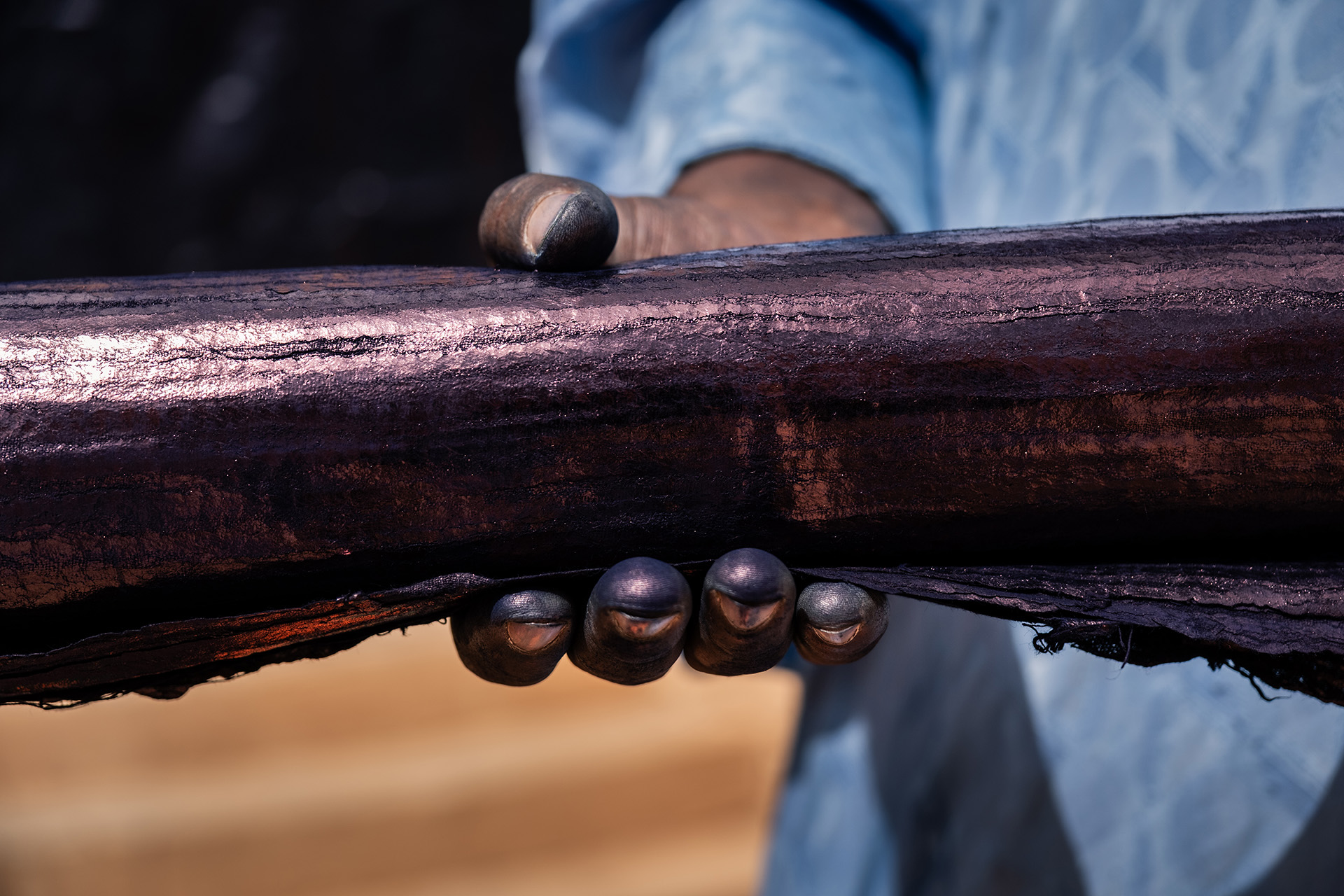 Tuareg man in traditional attire during cultural performance in the Algerian Sahara Djanet