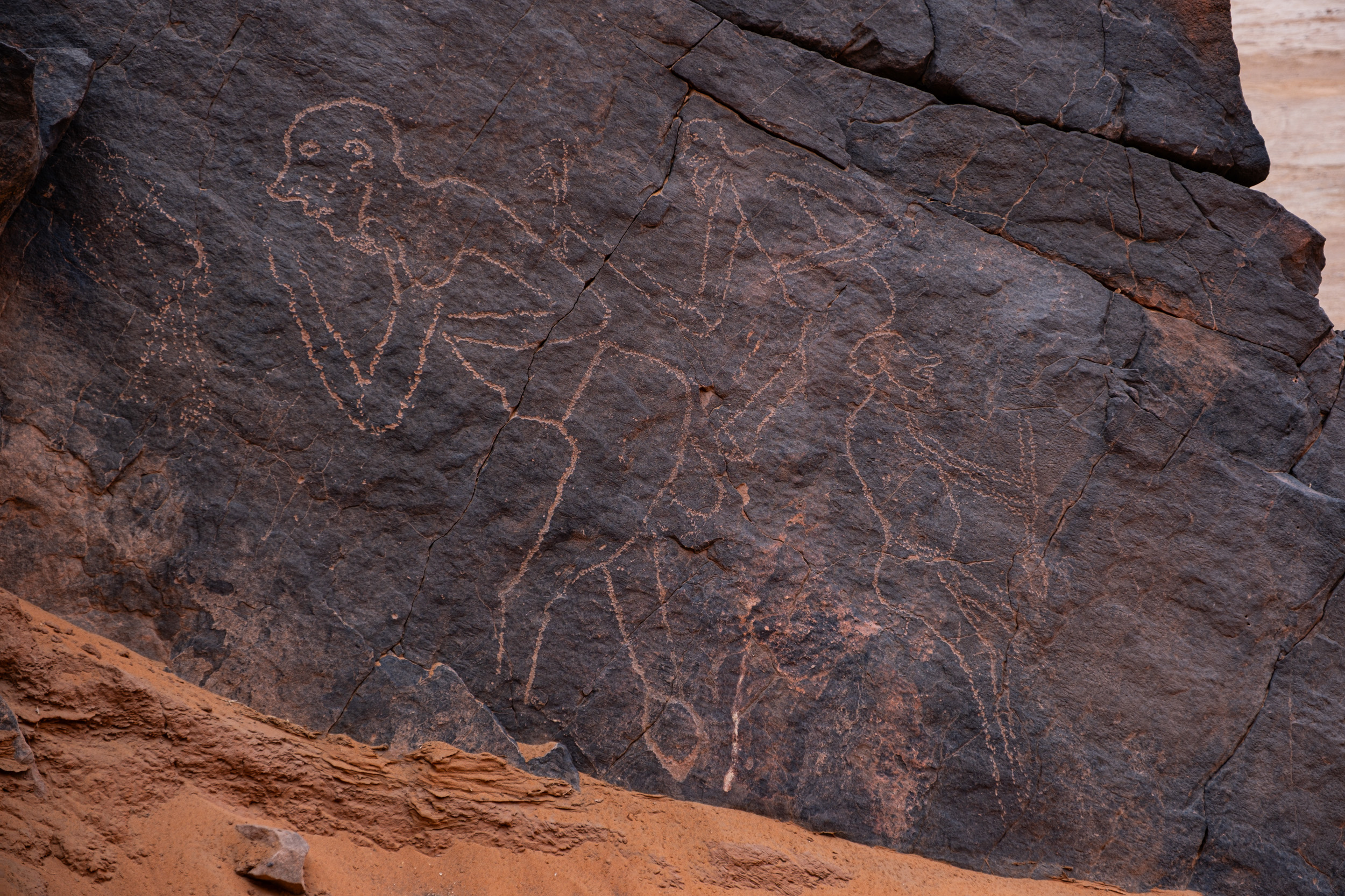 Rock art carvings in Tadrart region of southern Algeria