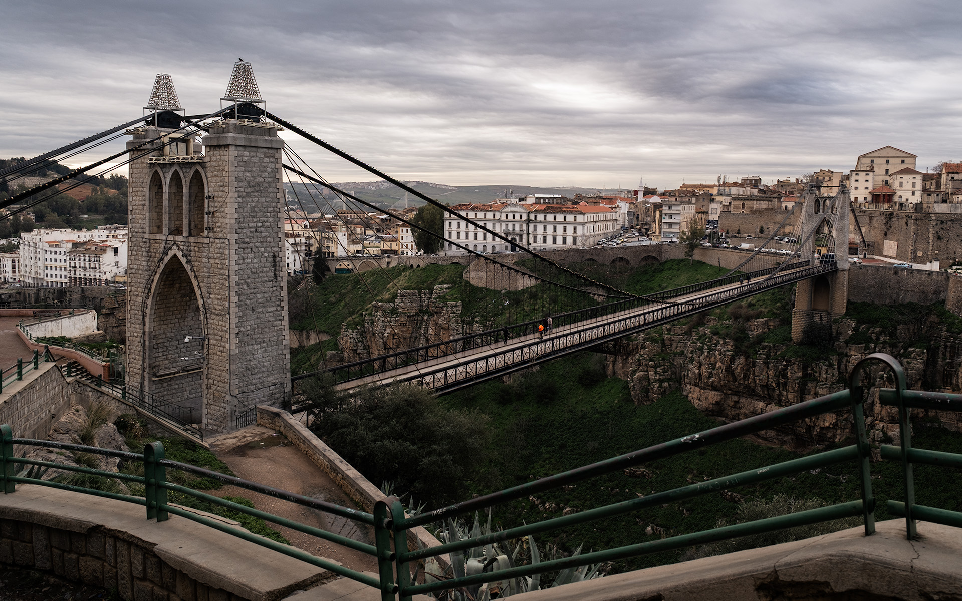 Bridge in Constantine Algeria spanning a deep canyon with dramatic cliffs