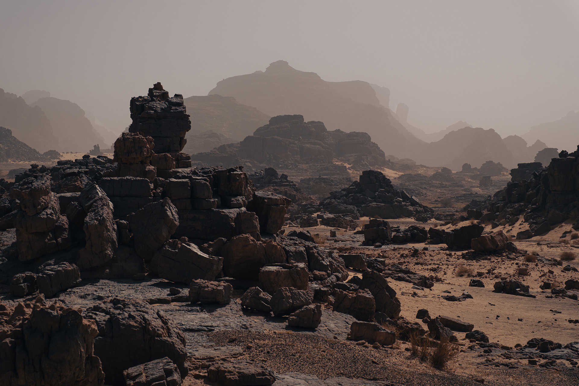 Rock formations in sahara desert Algeria